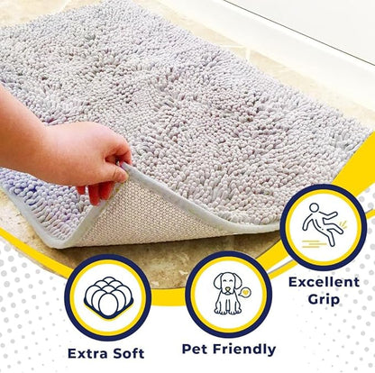 Muddy Mat® | Super Absorbent Door Mat Indoor, Microfiber Quick Dry Chenille Entryway Rug, Non-Slip Front Door Mat, Indoor Mats for Entryway, Machine Washable Pet Rug, White 16"x24"