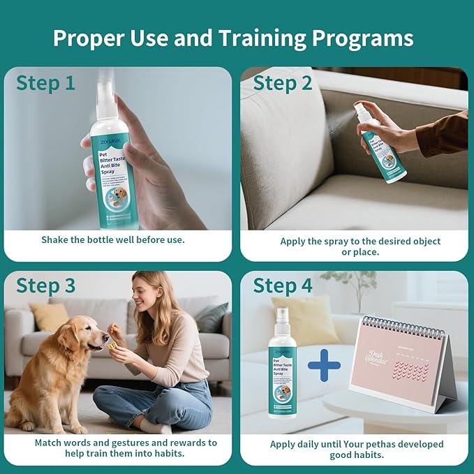 Bitter Apple Spray for Dogs - No Chew Spray for Dogs | Safe, Non-Toxic Chewing Deterrent | Stop Licking, Biting & Destructive Behavior | Training Aid (200ml)