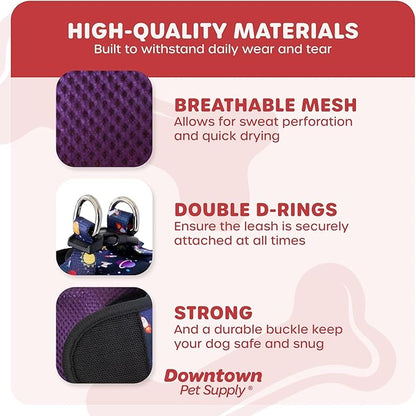 Downtown Pet Supply Step-in Dog Harness – No Pull, Adjustable Padded Mesh with Reflective Trim, Secure Buckle Strap – Comfortable & Breathable Small Dog Harness, Small, Space