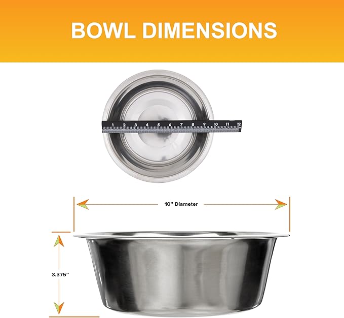 Neater Pet Brands 12 Cup (96 oz.) Stainless Steel Dog Bowls, 1 Single Large Dog Water Bowl or Food Bowl for Indoors or Outdoors, Metal Bowls for Large Breed, Dishwasher Safe Dish for Extra Big Dogs