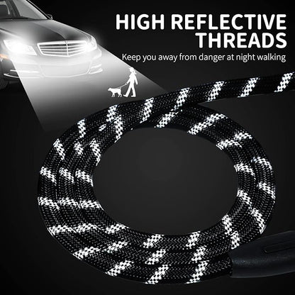 Long Dog Leash for Training 50Ft-Reflective Nylon Rope with Swivel Hook-Recall Agility Lead for Large Small Medium Dogs Outside Walking Hiking-Black Diam 1/2"