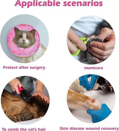 Comfortable Adjustable Dog Cone for Small Dogs and Cats - Soft Protective Recovery Collar After Surgery, Washable Elizabethan Collar to Stop Licking Wounds (Donut Pink, S)