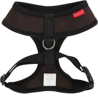 Puppia Soft Dog Harness No Choke Over-The-Head Triple Layered Breathable Mesh Adjustable Chest Belt and Quick-Release Buckle, Brown, X-Large