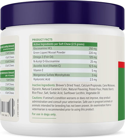 YuMOVE Hip & Joint Supplement for Dogs with Glucosamine, Hyaluronic Acid, Green Lipped Mussel & Omega 3 Joint Supplement - Regular or Advanced Strength (90ct Chews, Advanced Strength)