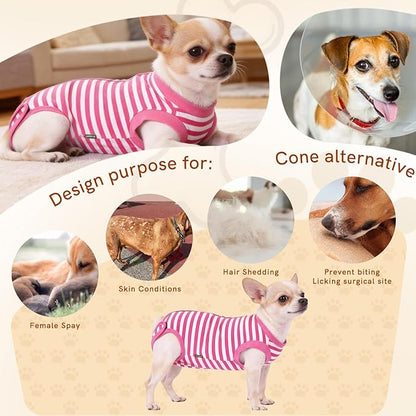 Dog Surgery Recovery Suit Dogs Neuter Spay Female Male Protective Clothes, Pink S