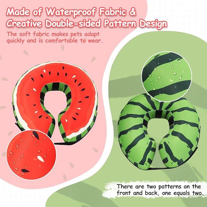 Dog Cone Collar Alternative, Inflatable, Waterproof Fabric Comfy Pillow for Dogs (Red-Green, XL(Neck:19.68'-29.6'))