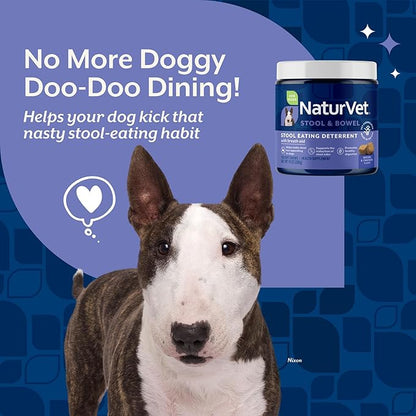 NaturVet – Coprophagia Stool Eating Deterrent – Deters Dogs from Consuming Stool – No Poop Eating for Dogs - Enhanced with Breath Aid Freshener, Enzymes & Probiotics – 130 Soft Chews