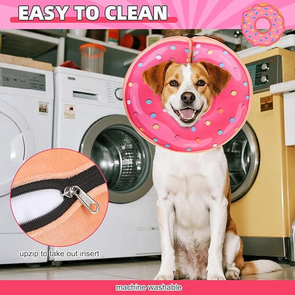 KOOLTAIL Inflatable Dog Cone Collar, Soft Donut E Collar for Dogs After Surgery to Stop Licking Enhanced Alternative, Blow Up Pet Neck Pillow Recovery Adjustable Cone for Dog Cat, Upgrade Size,Donut L