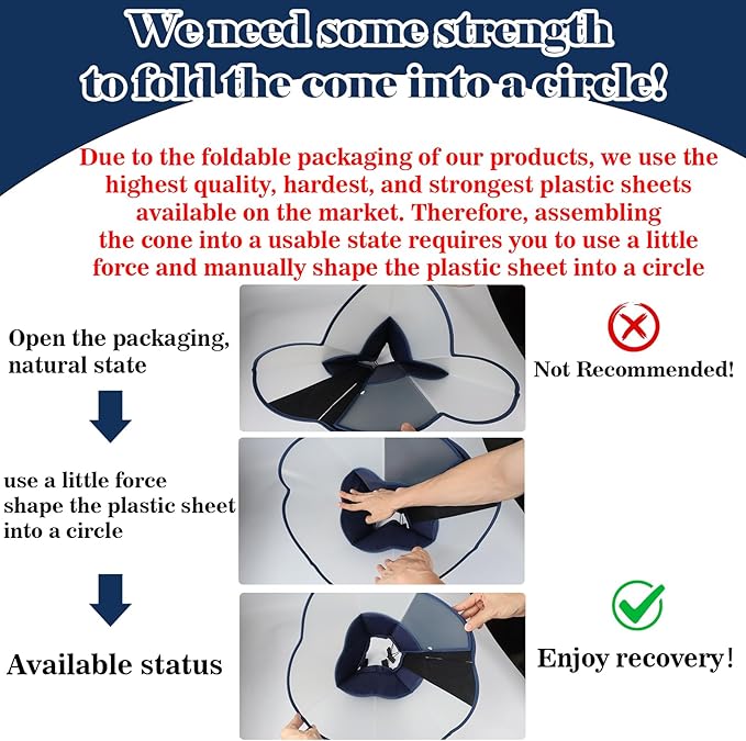 Hard & Heavy Plastic Dog Cone Collar Alternative for Extra Large Dogs (Adult Lab Golden GSD) After Surgery, Adjustable Pet Recovery Cone Anti-Lick, Elizabethan Protective Cone of Shame for Healing