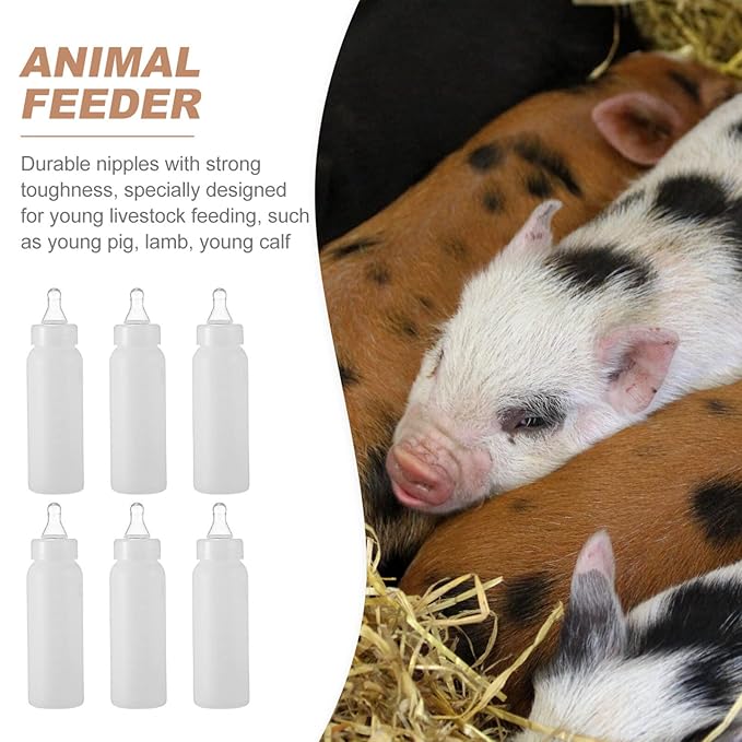 POPETPOP 6 Pack 250ml Pet Bottle Feeder Milk Replacer for Lambs Calves Puppies Design