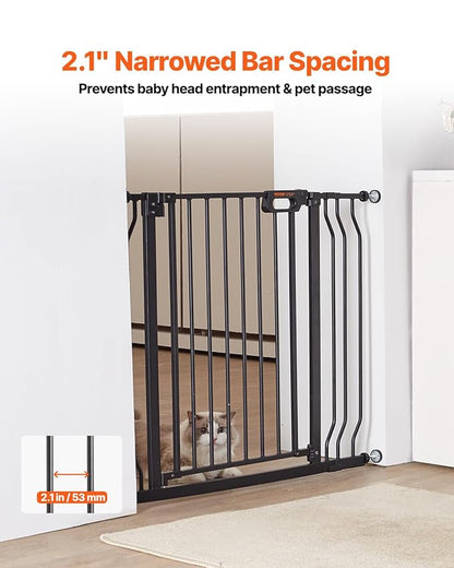 VEVOR Baby Gate, 29.5-37 in Adjustable Width, 30in High Dog Gate, Easy Step Walk Thru, Auto Close, Child Pet Security, with Pressure Mount Kit and Wall Mount Kit, for Stairs Doorways and House, Black
