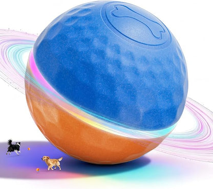 Apasiri Interactive Dog Toys: Automatic Moving Dog Toys for Aggressive Chewers with LED Lights (3.74 in Diameter)
