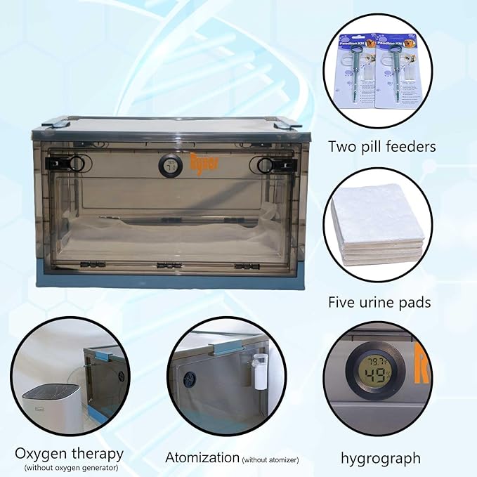 Pet Atomization Nest, Dedicated Folding Oxygen Tent, ICU Cage Cough Breathing Medical Box, Large PET Brooder Nursery for Cough Breathing Treatment Nebulization Box (Blue, Medium)