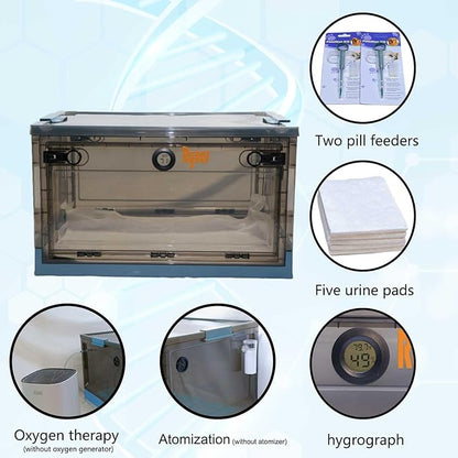 Pet Atomization Nest, Dedicated Folding Oxygen Tent, ICU Cage Cough Breathing Medical Box, Large PET Brooder Nursery for Cough Breathing Treatment Nebulization Box (Blue, Medium)