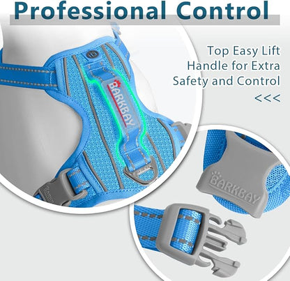 BARKBAY Dog Harness No Pull with ID Tag Pocket - Heavy Duty, Reflective, Easy Control for Small Dogs(Blue,S)