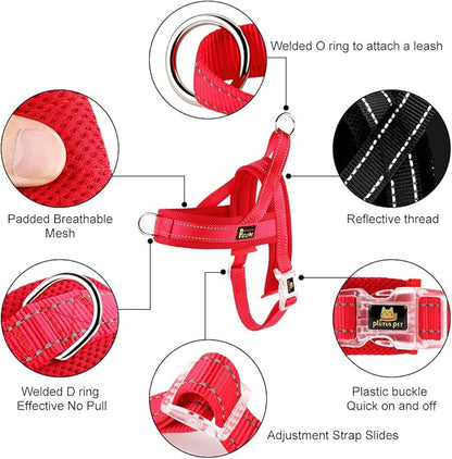 Plutus Pet No Pull Dog Harness with Breathable Mesh Padded, Adjustable Reflective Escape Proof Dog Harness, Quick Fit Dog Vest Harness for Small Medium Large Dogs(M, Red)