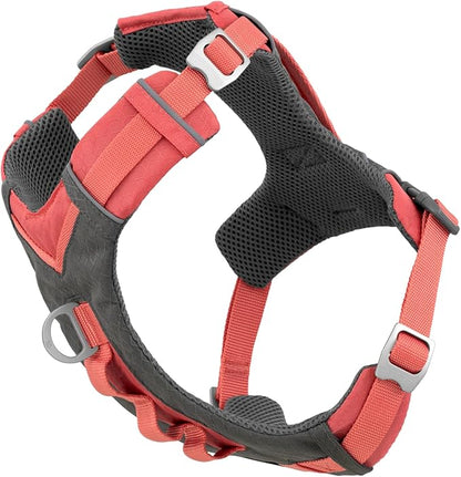 Kurgo Journey Air Dog Harness - Secure Fit for Active Dogs - Padded Chest - Lightweight Ripstop Fabric - Breathable Mesh - Reflective Trim - Back Assist Handle - Coral - Medium