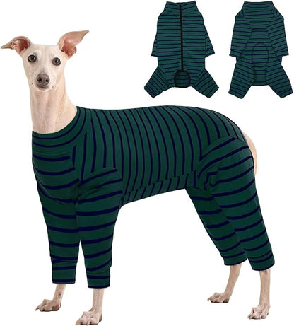 Kuoser Recovery Suit for Medium Dogs After Surgery, Long Sleeve Dog Surgery Recovery Suit, Dog Onesie for Abdominal Wounds Skin Disease, Green L