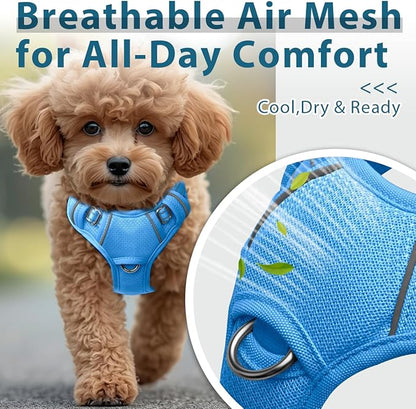BARKBAY Dog Harness No Pull with ID Tag Pocket - Heavy Duty, Reflective, Easy Control for Large Dogs(Blue,XS)