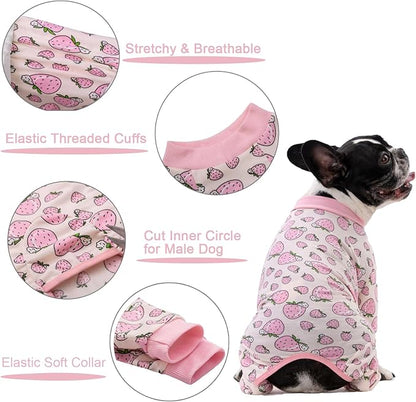 Dog Recovery Suit - Soft Pajamas Bodysuit, Cone Alternative, Prevent Licking - Female/Male (X-Large, Strawberry Pink)
