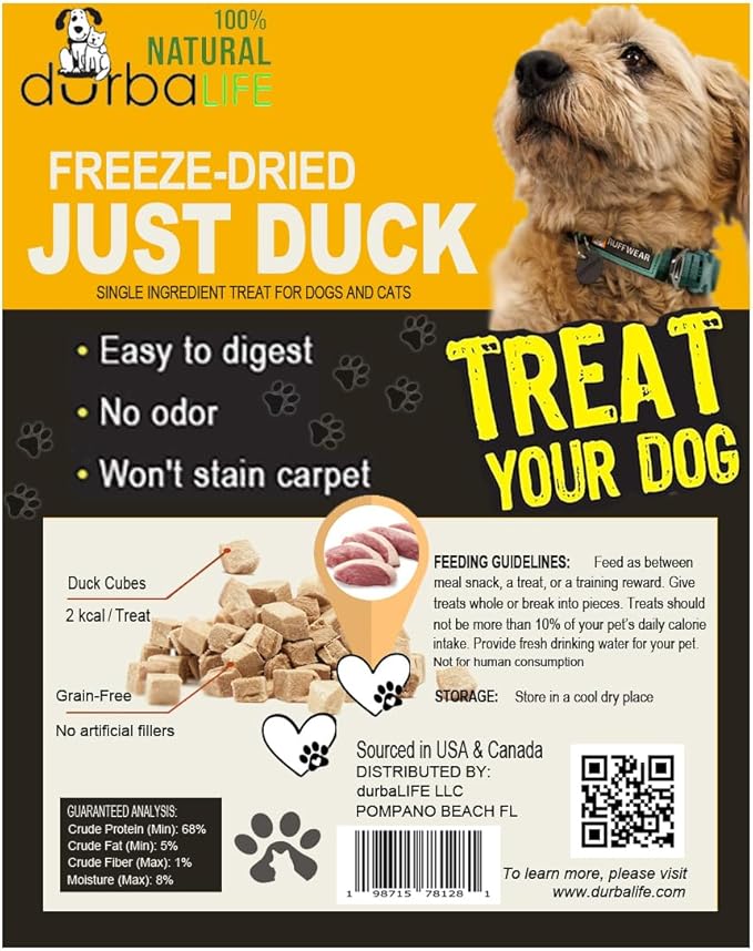 Freeze Dried Raw JustDuck Duo Treat Food Toppers - High-Protein Training Rewards, Single-Ingredient Pet Snack Designed for Both Dogs & Cats. Ideal for Picky Eaters (2 Packs) (2.0 oz each, Just Duck)