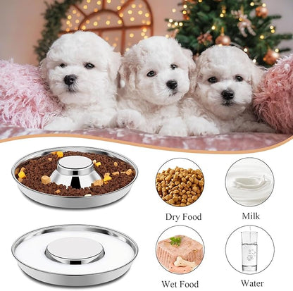 4 Pack Stainless Steel Puppy Bowls, Puppy Feeding Bowls for Litter, 11.8″ Metal Dog Food and Water Bowl Set for Small Dogs Cats, Puppys Feeders for Multiple Puppies, Whelping Supplies