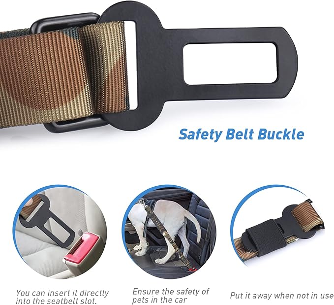 Hotsky Tactical Dog Leash Heavy Duty for Medium Large Dogs that Pull,4-6Ft Strong Bungee Shock Absorbing No Pull Dog Leash with Padded Double Handle and Car Seatbelt,CP
