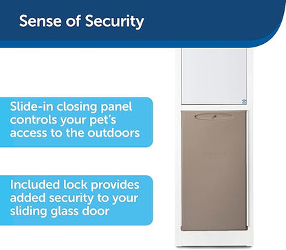 PetSafe Sliding Glass Pet Door - No-Cut DIY Install Doggy Door for Renters - Aluminum Frame - Adjustable Height 75 7/8" to 80 11/16" - Ideal for Medium Dogs Up to 40 lb - Bronze