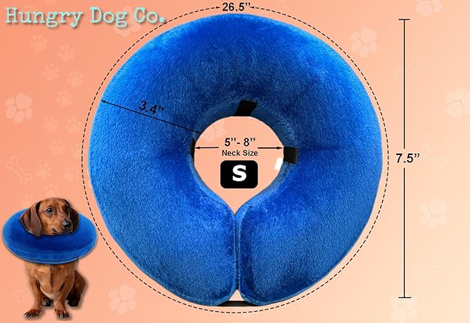 Hungry Dog Co.- Premium Inflatable Dog Collar for Dogs and Cats - Helps in Pet Recovery - Comfortable and Safe for Your Pet - Soft E-Collar – Pink, Small (5”- 8” Neck)