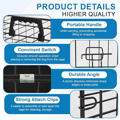 Dog Crate, Wire Kennel with Divider Panel, Metal Cages with Double Door, Leak-Proof Pan Tray, Folding Portable Pet Dog Cage for Indoor Outdoor Travel (Black, 48")