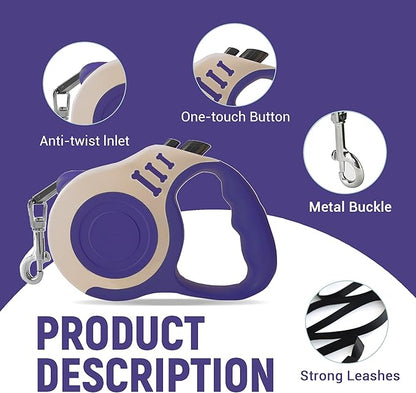 Retractable Dog Leash Automatic Telescopic Tractor Dog Tape, Pet Tape 10/16 FT Durable and Convenient, with Non-Slip Handle, Suitable for Small and Medium-Sized Dogs
