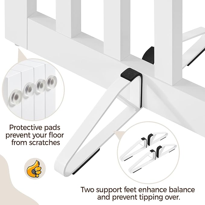 Yaheetech 24" H Freestanding Pet Gate for Dogs Wooden Dog Gates for Hallway, Doorway Collapsible Indoor Pet Fence with Support Feet Stair Barrier 4 Panels Fence White