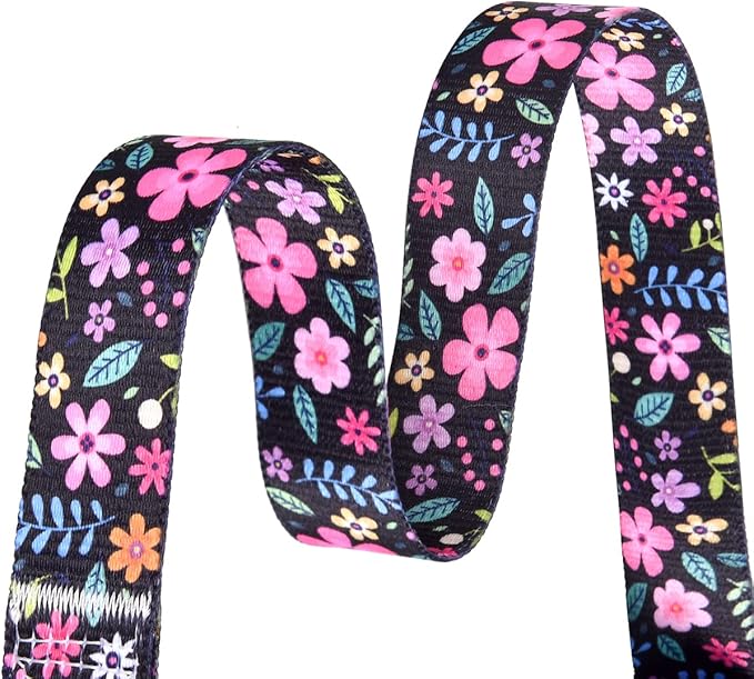 Mihqy Dog Collar and Leash Set with Bohemia Floral Tribal Geometric Patterns - Soft Ethnic Style Collar Adjustable for Small Medium Large Dogs(Floral Set,M)
