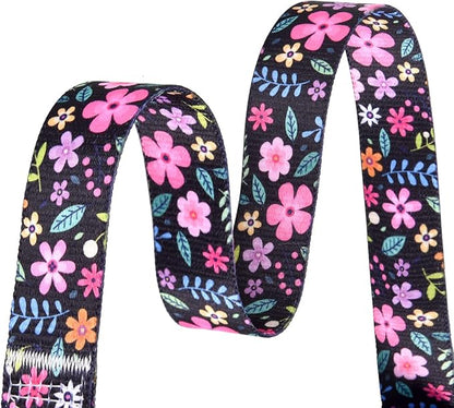 Mihqy Dog Collar and Leash Set with Bohemia Floral Tribal Geometric Patterns - Soft Ethnic Style Collar Adjustable for Small Medium Large Dogs(Floral Set,M)