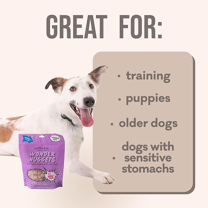 Polkadog Wonder Nuggets Soft & Chewy Dog Treats - Pork & Apple, All Natural, Limited Ingredient, Premium Training Treats for All Breeds, Great for Allergies, Made in USA - 10oz