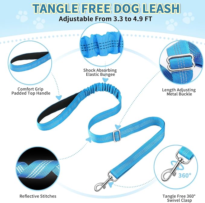 Lukovee No Pull Dog Harness and Leash Set, Soft Padded Small Dog Harness, Neck & Chest Adjustable Reflective Vest Puppy Harness with 4ft Lightweight Anti-Twist Dog Leash for Small Dogs (LBL, XS)