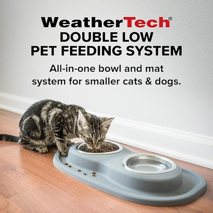 WeatherTech Double Low Pet Feeding System - Compact and Portable Dog/Cat Food and Water Station - 32 oz (4 Cups) Tan (DL3203TN)