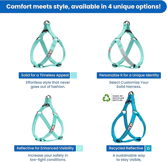 Pawtitas Solid Step-in Dog Harness – Adjustable No-Pull Vest for Puppies to Seniors, Safe & Comfortable XS Teal