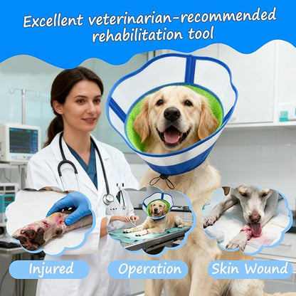 Dog Cone,Agemin Recovery Collar Cone Medium(Neck:11.8-13.4in),Thickened Farbic Soft and Comfortable Anti-Licking,Suitable for Dog Wound Care,Postoperative Use