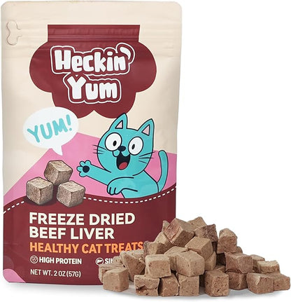 Freeze Dried Beef Liver Treats for Dogs & Cats, Organ Meat, Single Ingredient Food Toppers & Training Snacks, 2 oz