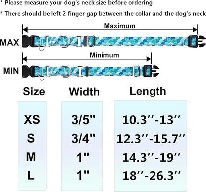 Reflective Martingale Collar with Buckle Adjustable Nylon Training Pet Collars for Large Dogs (Turquoise Shell, L)