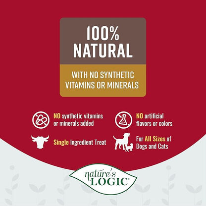 Nature's Logic Beef Lung Dog & Cat Treats - 100% Natural - Single-Ingredient High Protein - No Additives - Dental Care Treat for Dogs & Cats - Grain-Free - Beef Lung Treat, 3.5oz