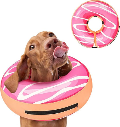 Inflatable Dog Cone Collar to Stop Licking, Soft Neck Donut Collar After Surgery, Adjustable Recovery Cone for Small Medium Large Dogs (Donut,S)