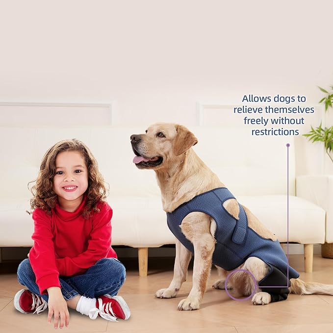 Dog Hind Leg Recovery Sleeve Dog Recovery Suit Breathable Sleeve to Stop Licking and Biting Firm and Secure, Adjustable Size, Comfortable Alternative to Cone Collars (Rear Both Leg，Small)