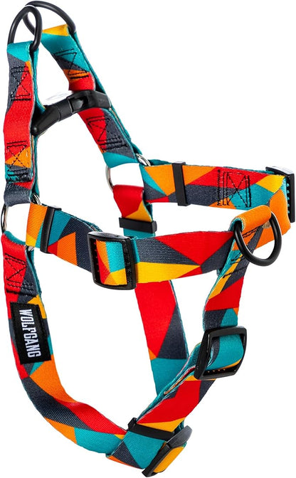 Wolfgang Heavy Duty Adjustable Dog Harness, Pull-Tested to Over 800 lbs for Walking & Training, ShatterShapes Print, Medium