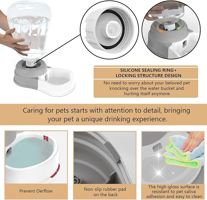 STALTWO 1.6 Gallon Automatic Dog Water Dispenser, Large Capacity Gravity Pet Water Bowl for Multiple Pets, BPA-Free Cat Water Feeder for Large Dogs, Refill Less Often, Grey