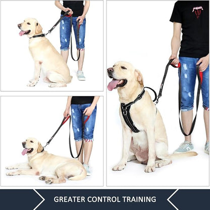 Plutus Pet Double Handle Dog Leash 4ft, Heavy Duty, Reflective Dual Handle Dog Leash for Safety Training, for Medium Large Dogs,2 Handle Leads(Black)