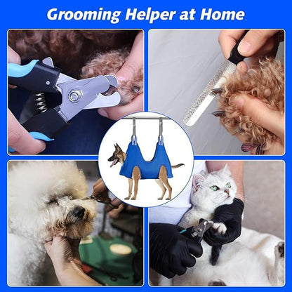 ATESON Pet Grooming Hammock with Nail Clippers/Nail Trimmers/Grooming Scissors, Dog Grooming Harness for Nail Trimming, Pet Grooming Sling Helper