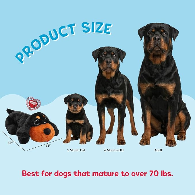 Snuggle Puppy Heartbeat Puppy Toy for Large Breeds, Breed Buddies Collection-Rottweiler, Plush Dog Toy with Real-Feel Pulse and Heat Pack for Crate Time, First Nights, and Rest