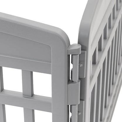 IRIS USA 24" Dog Playpen 4-Panel Pet Exercise Pen with Door Gate 35 x 35 x 24 Puppy Play Pen Indoor Outdoor Plastic Foldable Portable Pet Fence for Small Medium Dogs Puppies Multiple Pets Gray